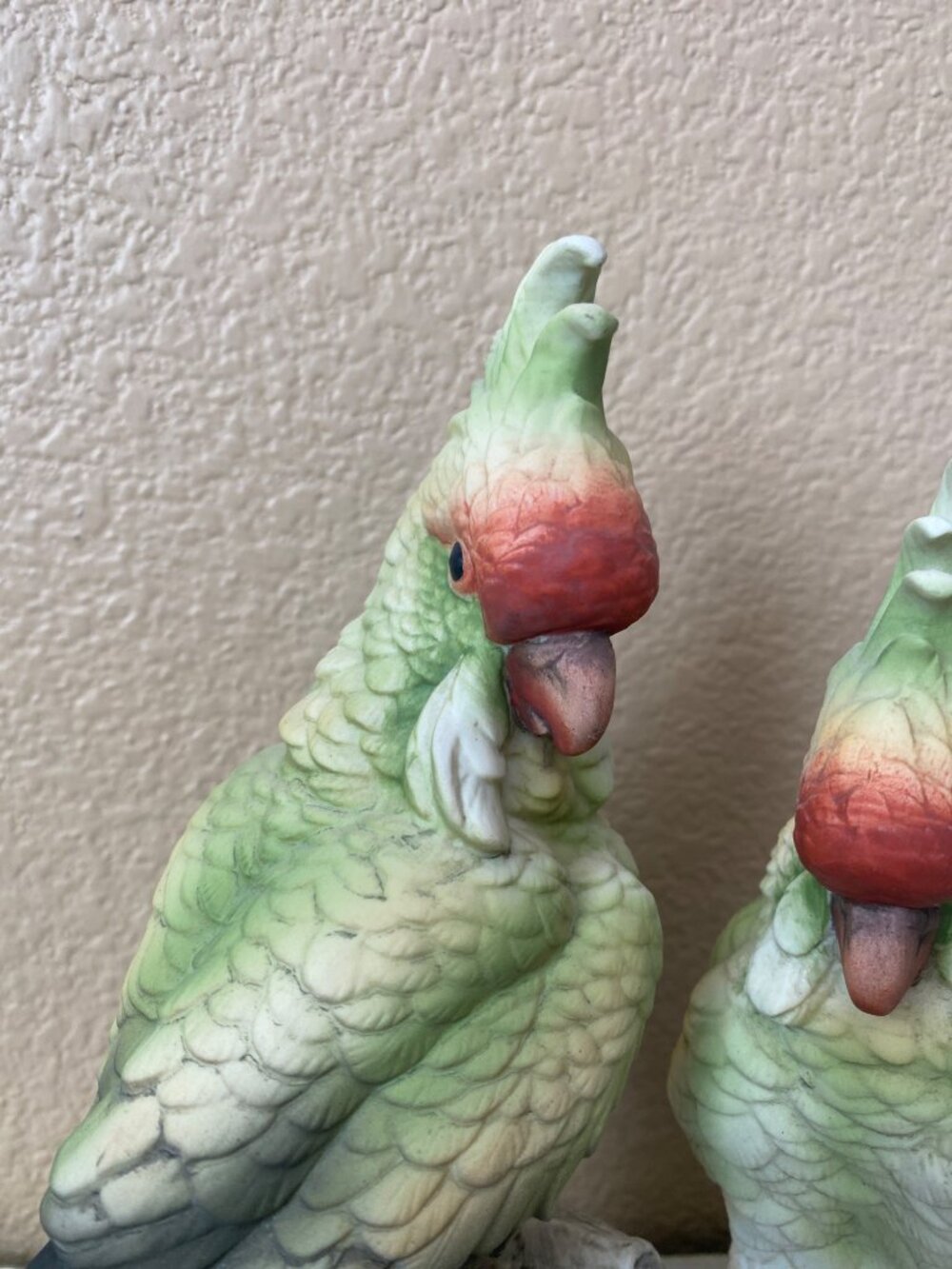 Vintage Andrea by Sadek Green Cockatoos Parrots Figurine Pair - No Box - Picture 6 of 14